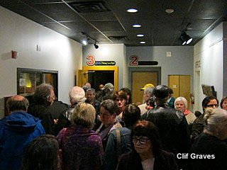 The crowd in the lobby