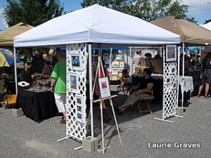 Laurie minding the tent