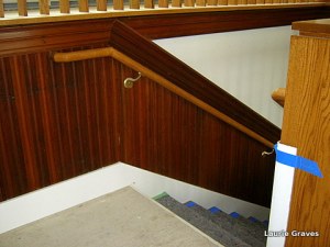 Wainscotting from the Masonic Building that had to be torn down to make way for the new addition.